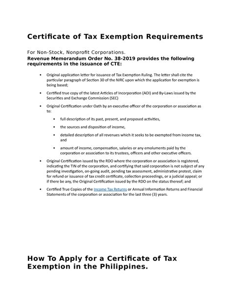 Exemption requirements .